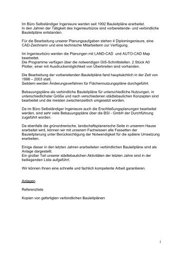 Referenzliste für Bauleitplanung - bsi-schoeneiche.de