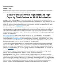 Caster Concepts Offers High-Heat and High-Capacity Steel Casters for Multiple Industries