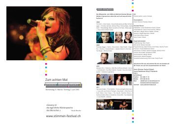 www.stimmen-festival.ch Zum achten Mal