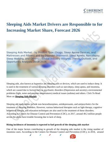 Sleeping Aids Market Trends Research And Projections For 2018-2026