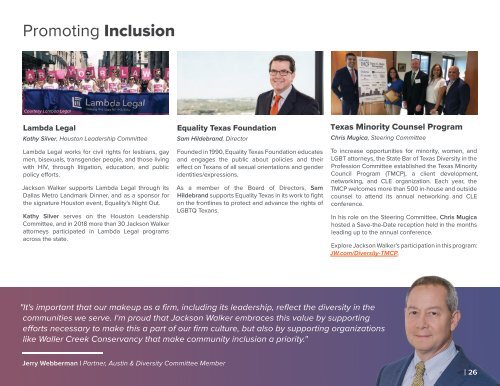 Jackson Walker Diversity & Inclusion Annual Report 2018: Igniting Change