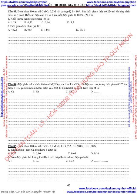 ĐỀ CƯƠNG ÔN THI QUỐC GIA 2018-2019 MÔN HÓA KHÔI 12 - VÔ CƠ (Nguyen Thanh Tu Group phát hành)