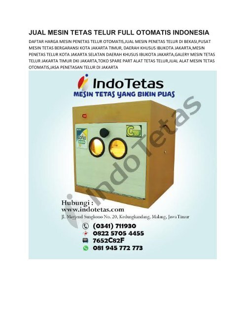 JUAL ALAT PENETAS TELUR JAKARTA -0822-5705-4455