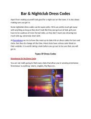 Bar & Nightclub Dress Codes