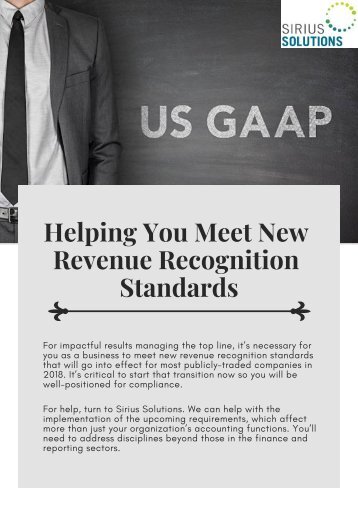 Customize Approach of Sirius Solutions to Meet Revenue Recognition Standards