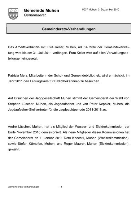 Gemeinderats-Verhandlungen - Muhen