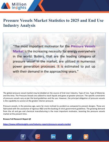 Pressure Vessels Market Statistics to 2025 and End Use Industry Analysis