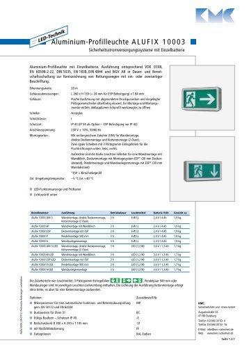 Datenblatt downloaden (PDF) - KMC Sicherheitslicht und -strom ...