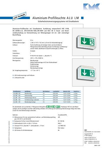 Datenblatt downloaden (PDF) - KMC Sicherheitslicht und -strom ...