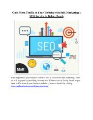 Gain More Traffic to Your Website with Salk Marketing’s SEO Service in Delray Beach