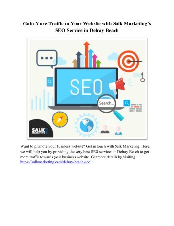 Gain More Traffic to Your Website with Salk Marketing’s SEO Service in Delray Beach