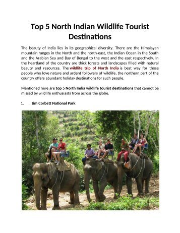 Top 5 North Indian Wildlife Tourist Destinations