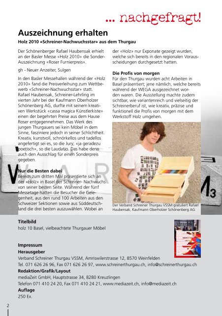 Schreiner-Info - Verband Schreiner Thurgau VSSM