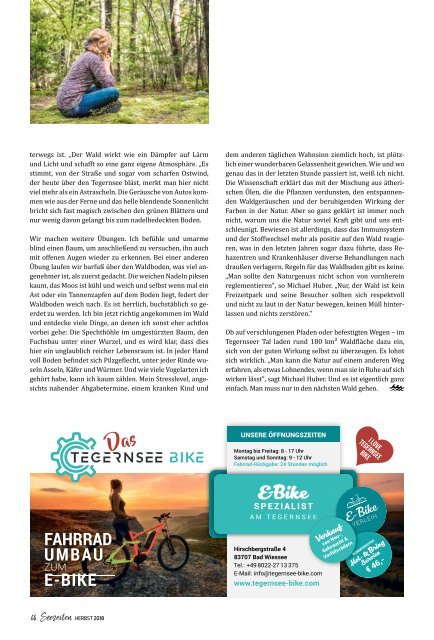 Seeseiten – das Magazin für die Region Tegernsee, Nr. 54, Ausgabe Herbst 2018