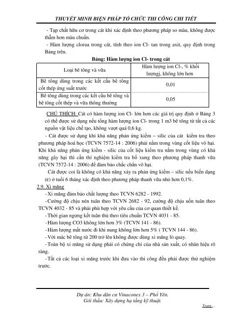 THUYẾT MINH BIỆN PHÁP TỔ CHỨC THI CÔNG CHI TIẾT DỰ ÁN KHU DÂN CƯ VINACONEX 3 - PHỔ YÊN GÓI THẦU XÂY DỰNG HẠ TẦNG KỸ THUẬT