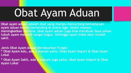 Obat Ayam Sebelum Di Adu