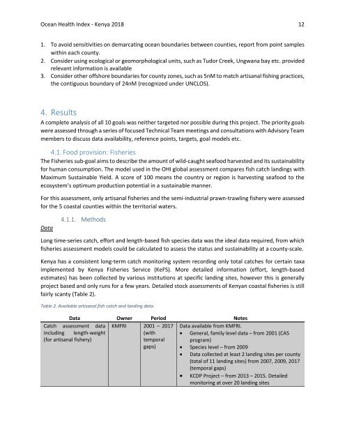 OHI+ Kenya_Technical Report_2018