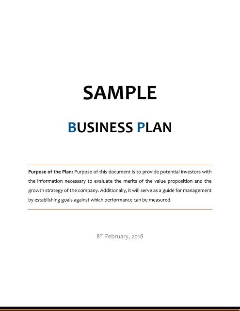 Sample Business Plan 2