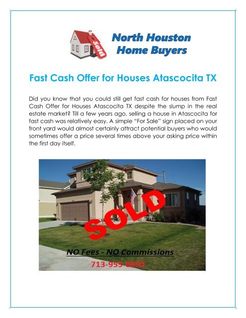 Get Fast Cash Offer for Houses in Atascocita TX
