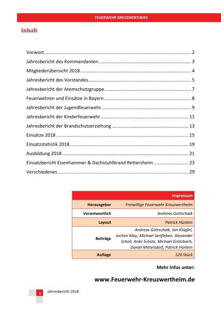FW Kreuzwertheim Jahresbericht 2018