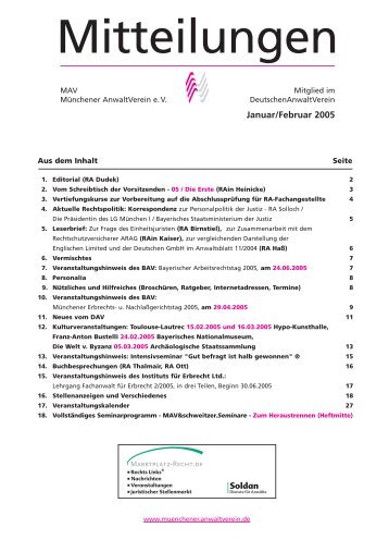 Die MAV&schweitzer.Seminare - Münchener Anwaltverein eV