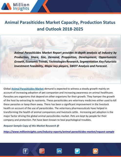 Animal Parasiticides Market Capacity, Production Status and Outlook 2018-2025