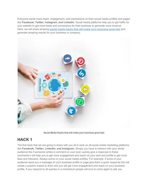 Social Media Hacks that will make your business grow fast