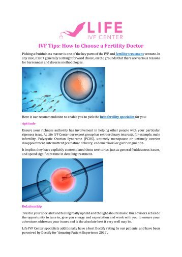 IVF Tips: How to Choose a Fertility Doctor