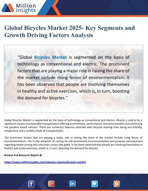 Global Bicycles Market 2025- Key Segments and Growth Driving Factors Analysis