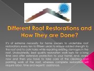 Different Roof Restorations and How They are Done