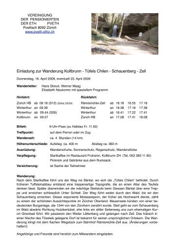 Einladung zur Wanderung Kollbrunn - Tüfels Chilen ... - PV ETH