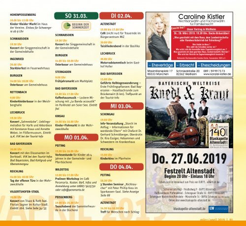 Altlandkreis Ausgabe März/April 2019 - Das Magazin für den westlichen Pfaffenwinkel