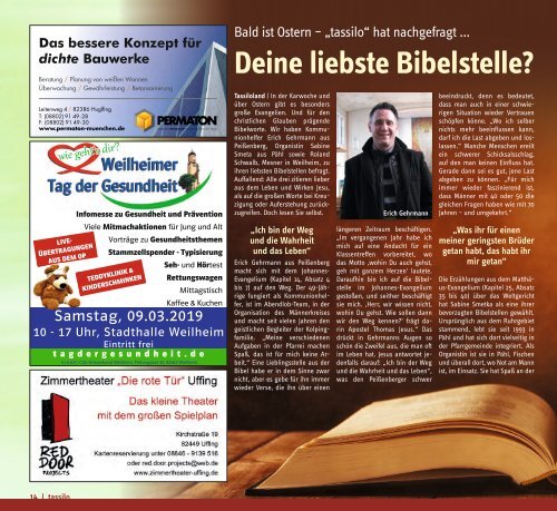 Tassilo, Ausgabe März/April 2019 - Das Magazin rund um Weilheim und die Seen