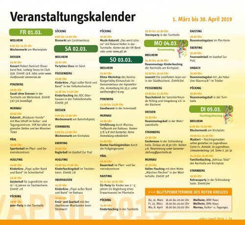 Tassilo, Ausgabe März/April 2019 - Das Magazin rund um Weilheim und die Seen