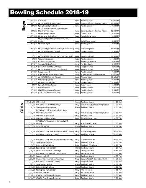 2019 Winter Centerville Elks Athletic Program