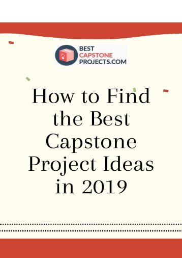 How to Find Best Capstone Project Ideas in 2018/2019