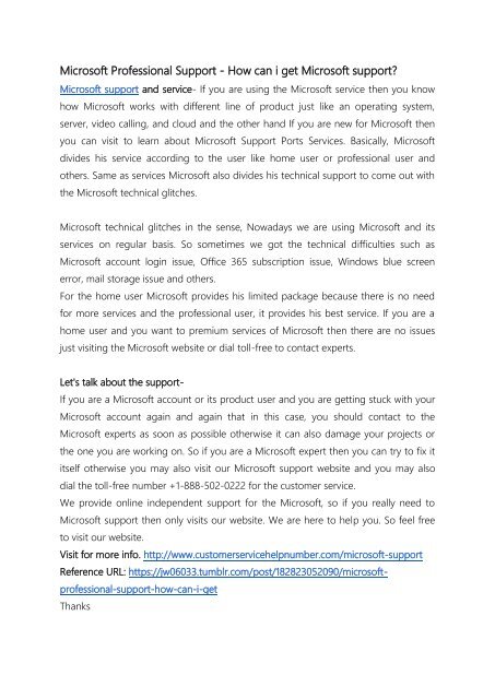 Microsoft Professional Support - How can i get Microsoft support