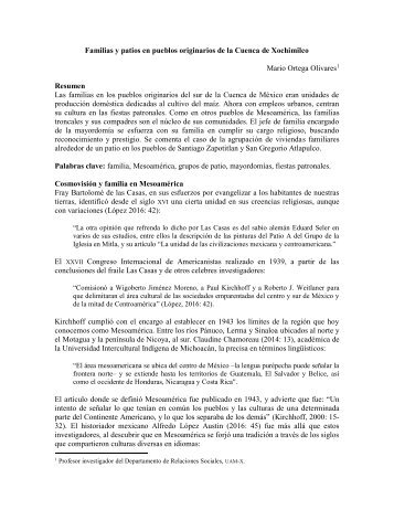 Familias y patios en pueblos originarios de la Cuenca de México