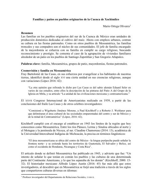 Familias y patios en pueblos originarios de la Cuenca de México