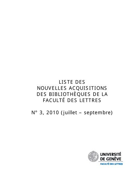 juillet – septembre - Université de Genève