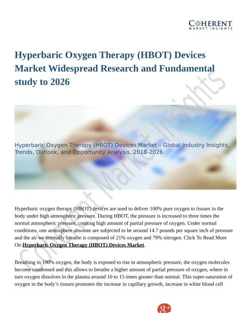 Hyperbaric Oxygen Therapy (HBOT) Devices Market Widespread Research and Fundamental study to 2026