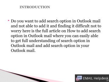 How to add search option in outlookmail