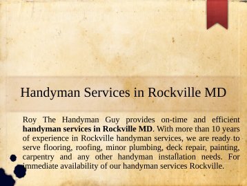 Professional Handyman Services in Rockville MD