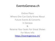 What Will Be Your Cultural Selection For Agenda Geneve Weekend