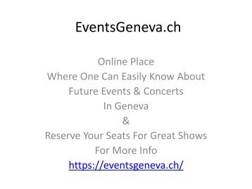 What Will Be Your Cultural Selection For Agenda Geneve Weekend