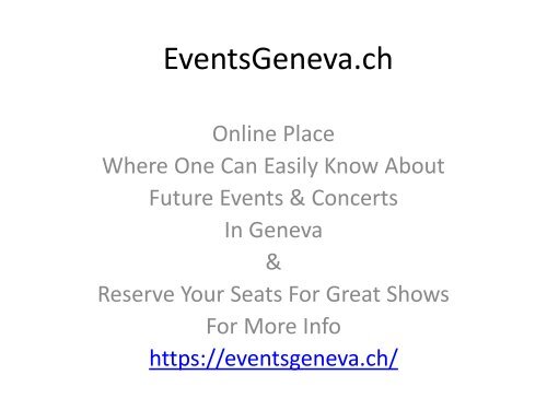 What Will Be Your Cultural Selection For Agenda Geneve Weekend