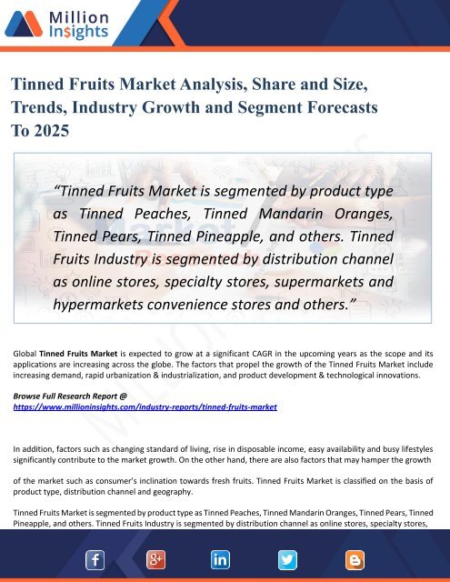 Tinned Fruits Market Manufacturing Cost Analysis, Key Raw Materials, Price Trend, Industrial Chain Analysis by 2025