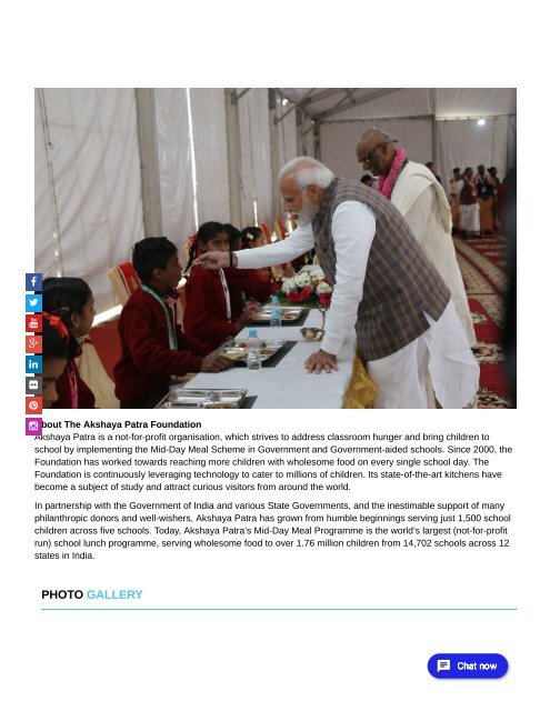 The Commemoration of 3 billion meals served by Shri Narendra Modi