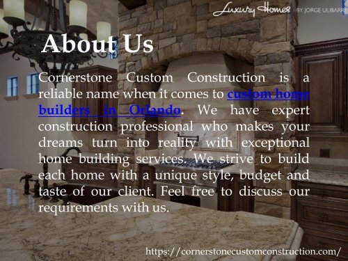 Custom Home Builders in Orlando Florida | Cornerstone Custom Construction