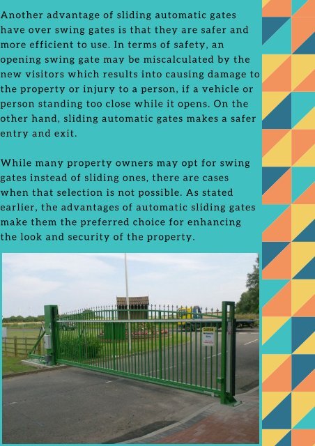Why You Should Consider Opting for Sliding Automatic Gates Over Swing Gates?